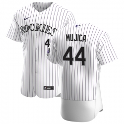 Men Colorado Rockies 44 Jose Mujica Men Nike White Home 2020 Flex Base Player MLB Jersey