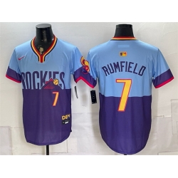 Men Colorado Rockies  7 TJ Rumfield Purple Light Blue 2025 City Connect Limited Stitched Baseball Jersey