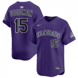 Men Colorado Rockies Nike Purple Alternate Limited Jersey Goodman Hunter 15
