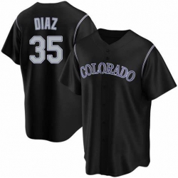 Men Nike Colorado Rockies 35 Elias Diaz Black Purple Jersey