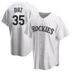 Men Nike Colorado Rockies 35 Elias Diaz White Cool Base MLB Jersey