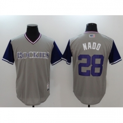 Men's Colorado Rockies #28 Nolan Arenado Gray Baseball Jersey