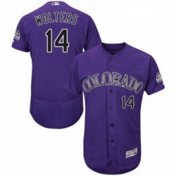 Mens Majestic Colorado Rockies 14 Tony Wolters Purple Alternate Flex Base Authentic Collection MLB Jersey