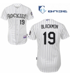 Mens Majestic Colorado Rockies 19 Charlie Blackmon Replica White Home Cool Base MLB Jersey