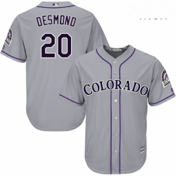 Mens Majestic Colorado Rockies 20 Ian Desmond Replica Grey Road Cool Base MLB Jersey