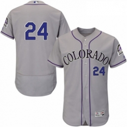 Mens Majestic Colorado Rockies 24 Ryan McMahon Grey Road Flex Base Authentic Collection MLB Jersey