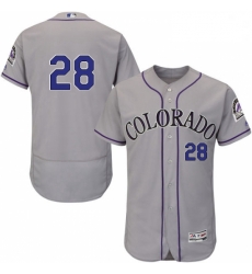 Mens Majestic Colorado Rockies 28 Nolan Arenado Grey Road Flex Base Authentic Collection MLB Jersey