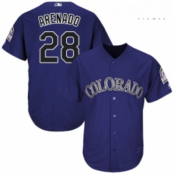 Mens Majestic Colorado Rockies 28 Nolan Arenado Replica Purple Alternate 1 Cool Base MLB Jersey