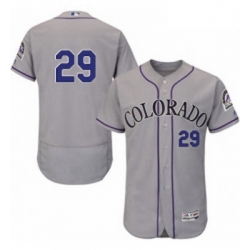 Mens Majestic Colorado Rockies 29 Bryan Shaw Grey Road Flex Base Authentic Collection MLB Jersey