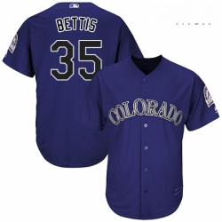 Mens Majestic Colorado Rockies 35 Chad Bettis Replica Purple Alternate 1 Cool Base MLB Jersey