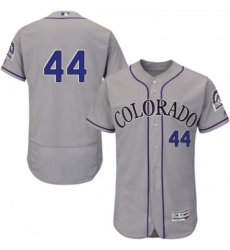 Mens Majestic Colorado Rockies 44 Tyler Anderson Grey Road Flex Base Authentic Collection MLB Jersey