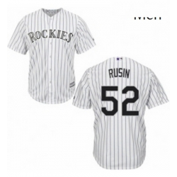 Mens Majestic Colorado Rockies 52 Chris Rusin Replica White Home Cool Base MLB Jersey 