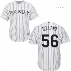 Mens Majestic Colorado Rockies 56 Greg Holland Replica White Home Cool Base MLB Jersey 