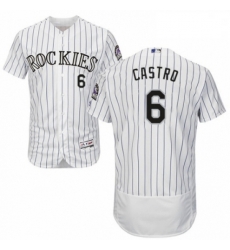 Mens Majestic Colorado Rockies 6 Daniel Castro White Home Flex Base Authentic Collection MLB Jersey