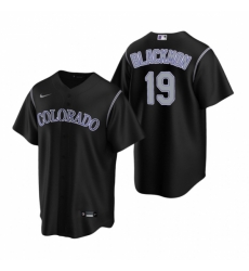 Mens Nike Colorado Rockies 19 Charlie Blackmon Black Alternate Stitched Baseball Jerse