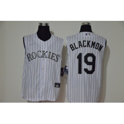 Rockies 19 Charlie Blackmon White Nike Cool Base Sleeveless Jersey