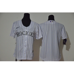 Women Rockies Blank White Women Cool Base Jersey