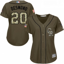 Womens Majestic Colorado Rockies 20 Ian Desmond Replica Green Salute to Service MLB Jersey