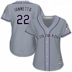 Womens Majestic Colorado Rockies 22 Chris Iannetta Authentic Grey Road Cool Base MLB Jersey 