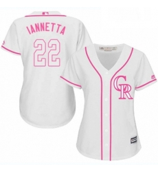 Womens Majestic Colorado Rockies 22 Chris Iannetta Authentic White Fashion Cool Base MLB Jersey 