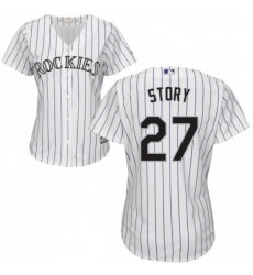 Womens Majestic Colorado Rockies 27 Trevor Story Replica White Home Cool Base MLB Jersey