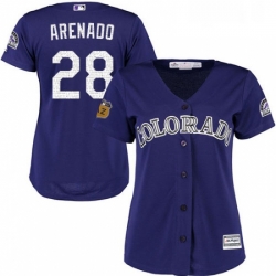 Womens Majestic Colorado Rockies 28 Nolan Arenado Authentic Purple 2017 Spring Training Cool Base MLB Jersey