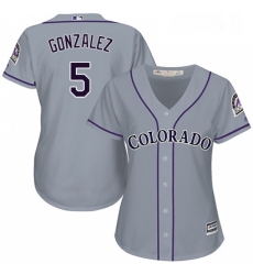 Womens Majestic Colorado Rockies 5 Carlos Gonzalez Replica Grey Road Cool Base MLB Jersey