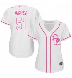 Womens Majestic Colorado Rockies 51 Jake McGee Authentic White Fashion Cool Base MLB Jersey