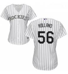 Womens Majestic Colorado Rockies 56 Greg Holland Authentic White Home Cool Base MLB Jersey 