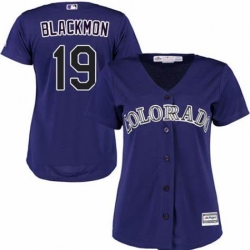 Women's Nike Colorado Rockies 19 Charlie Blackmon Purple Black Cool Base MLB Jersey