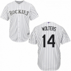 Youth Majestic Colorado Rockies 14 Tony Wolters Replica White Home Cool Base MLB Jersey 