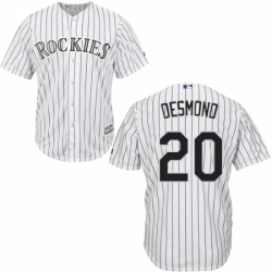 Youth Majestic Colorado Rockies 20 Ian Desmond Replica White Home Cool Base MLB Jersey