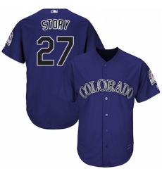 Youth Majestic Colorado Rockies 27 Trevor Story Authentic Purple Alternate 1 Cool Base MLB Jersey