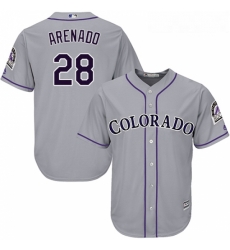 Youth Majestic Colorado Rockies 28 Nolan Arenado Replica Grey Road Cool Base MLB Jersey