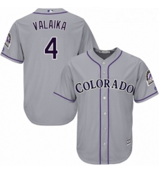 Youth Majestic Colorado Rockies 4 Pat Valaika Replica Grey Road Cool Base MLB Jersey 