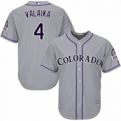 Youth Majestic Colorado Rockies 4 Pat Valaika Replica Grey Road Cool Base MLB Jersey 