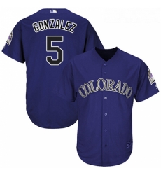 Youth Majestic Colorado Rockies 5 Carlos Gonzalez Authentic Purple Alternate 1 Cool Base MLB Jersey