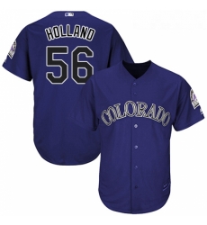 Youth Majestic Colorado Rockies 56 Greg Holland Authentic Purple Alternate 1 Cool Base MLB Jersey 