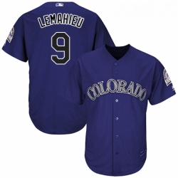 Youth Majestic Colorado Rockies 9 DJ LeMahieu Authentic Purple Alternate 1 Cool Base MLB Jersey