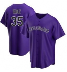 Youth Nike Colorado Rockies 35 Elias Diaz Purple Cool Base MLB Jersey