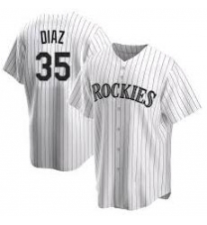 Youth Nike Colorado Rockies 35 Elias Diaz White Cool Base MLB Jersey