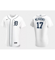 Men Detroit Tigers 17 Austin Meadows White Flex Base Stitched Jersey