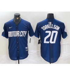 Men Detroit Tigers 20 Spencer Torkelson 2024 Navy City Connect Cool Base Limited jerseys 4