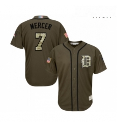 Mens Detroit Tigers 7 Jordy Mercer Authentic Green Salute to Service Baseball Jersey 