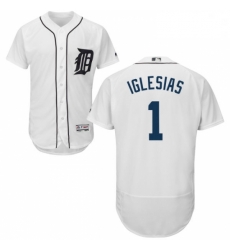 Mens Majestic Detroit Tigers 1 Jose Iglesias White Home Flex Base Authentic Collection MLB Jersey