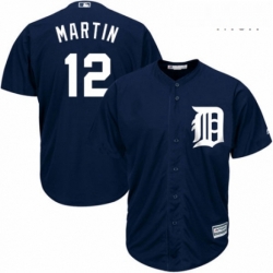 Mens Majestic Detroit Tigers 12 Leonys Martin Replica Navy Blue Alternate Cool Base MLB Jersey 