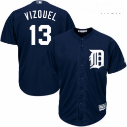 Mens Majestic Detroit Tigers 13 Lance Parrish Replica Navy Blue Alternate Cool Base MLB Jersey