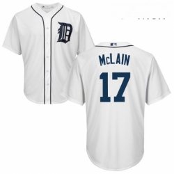 Mens Majestic Detroit Tigers 17 Denny Mclain Replica White Home Cool Base MLB Jersey