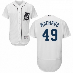 Mens Majestic Detroit Tigers 49 Dixon Machado White Home Flex Base Authentic Collection MLB Jersey