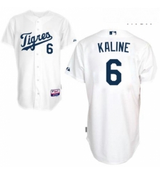 Mens Majestic Detroit Tigers 6 Al Kaline Replica White Los Tigres MLB Jersey